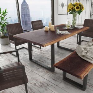 Modrest Taylor Modern Live Edge - Banco de comedor pequeño de madera de 79"
