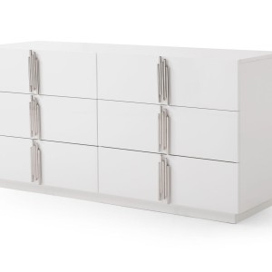 Modrest Token - Cómoda moderna de acero inoxidable y blanco