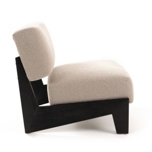 Modrest Tucker - Tela gris claro moderna de mediados de siglo + silla decorativa de nogal negro