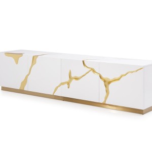 Mueble para TV Modrest Aspen moderno en blanco y dorado