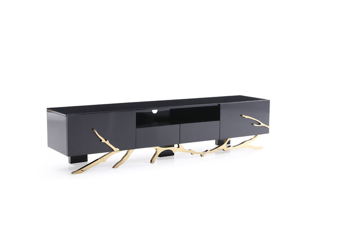 Mueble para TV Modrest Legend moderno negro y dorado de 79"