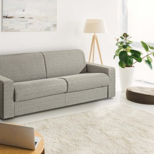 Modrest Made in Italy Urrita - Sofá cama moderno de tela gris con colchón tamaño completo