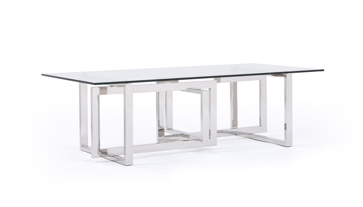 Mesa de centro moderna Modrest Valiant de vidrio y acero inoxidable - Image 2