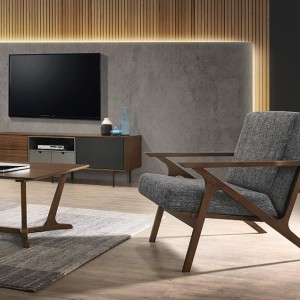 Modrest Candea - Silla decorativa Mid-Century de nogal y gris