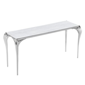 Modrest Vince - Mesa consola de acero inoxidable y mármol sintético