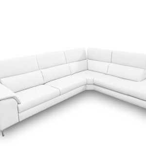 Lamod Italia Viola - Sofá seccional italiano contemporáneo de cuero blanco con orientación derecha