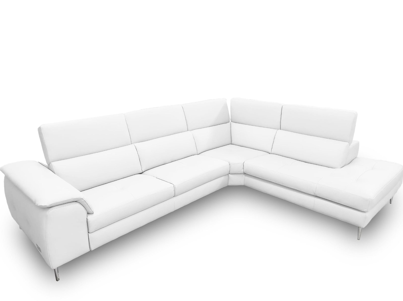Lamod Italia Viola – Sofá seccional italiano contemporáneo de cuero blanco con orientación derecha