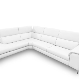 Lamod Italia Viola - Sofá seccional italiano contemporáneo de cuero blanco con orientación izquierda