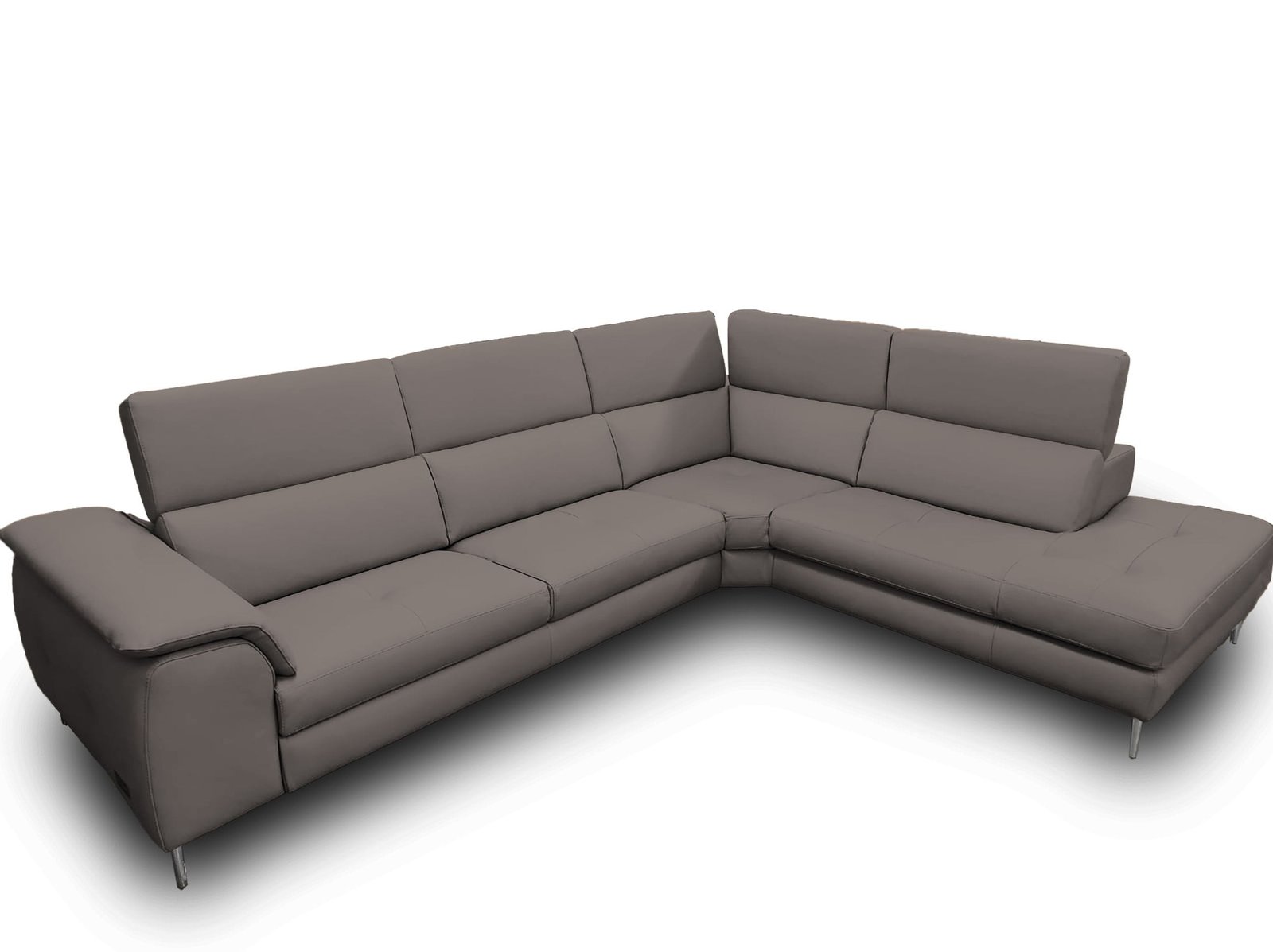 Lamod Italia Viola – Sofá seccional italiano contemporáneo de cuero gris con orientación derecha