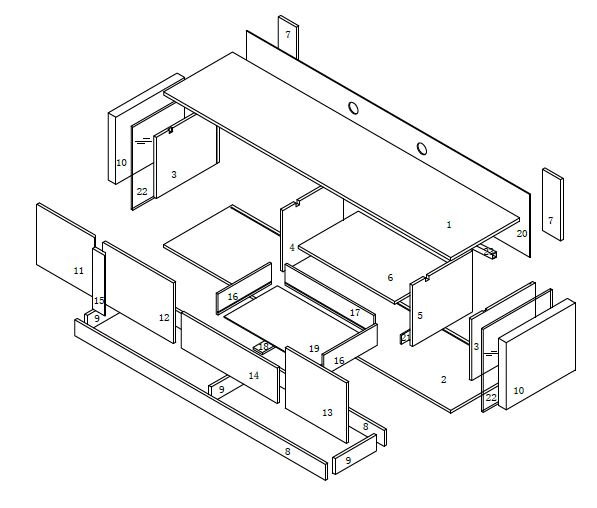 Modrest Vision - Mueble para TV flotante moderno de roble negro