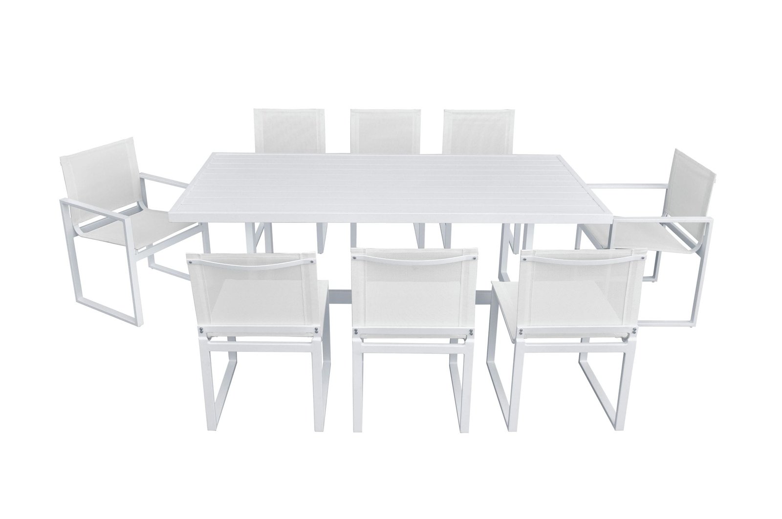 Renava Wake + Kayak – Juego de mesa de comedor moderno para exteriores en color blanquecino