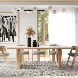 Modrest Washington - Mesa de comedor rectangular moderna de roble natural