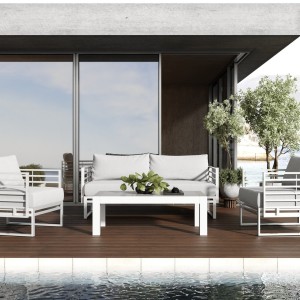 Renava Wharf - Conjunto de sofás de exterior gris claro y blanco