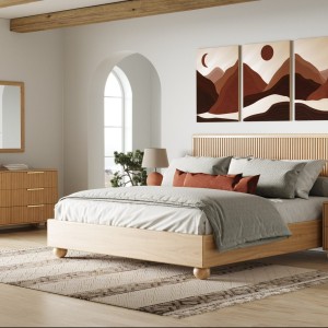 Modrest Winters - Mesita de noche moderna de roble natural