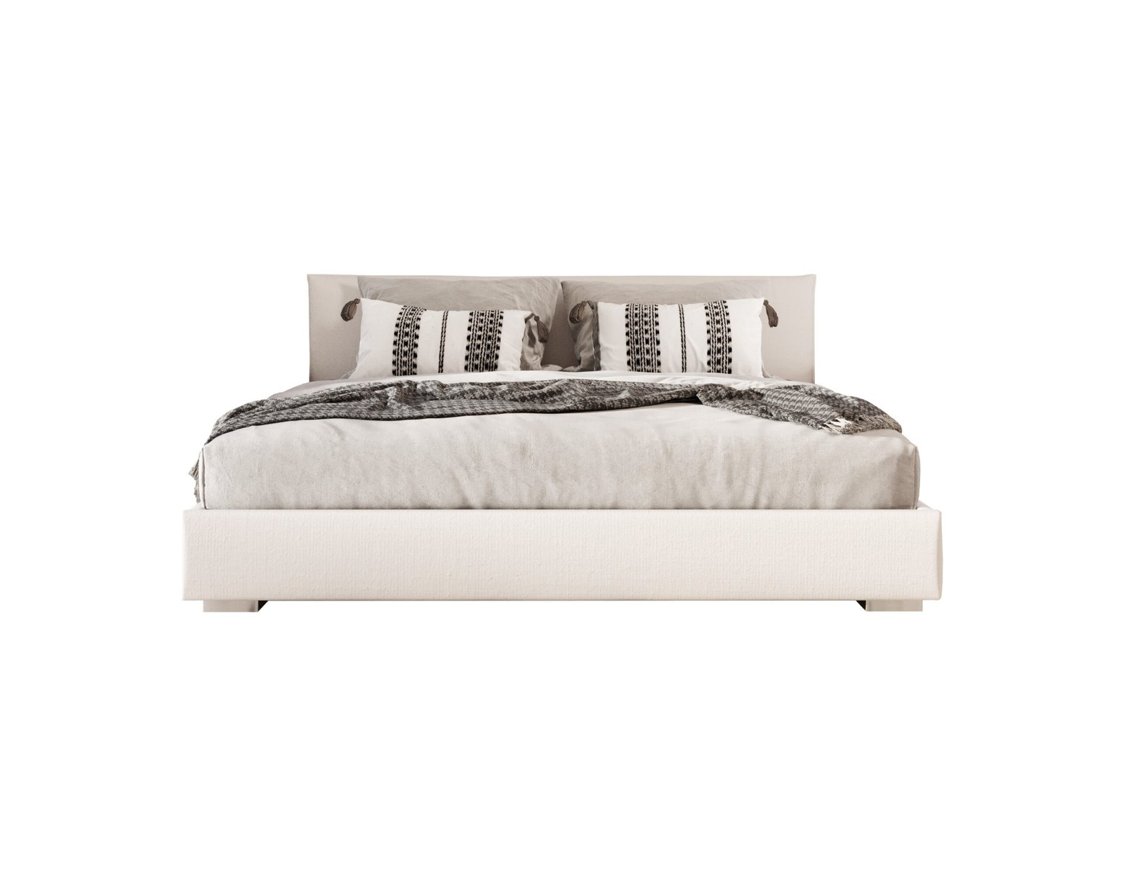 Nova Domus Sogno - Cabecero bajo italiano moderno de tela beige EK Bed - Image 2