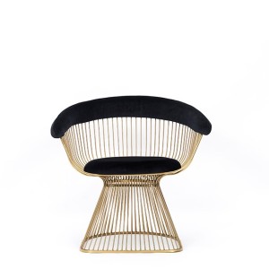 Silla de comedor Modrest Chandler de terciopelo negro y dorado