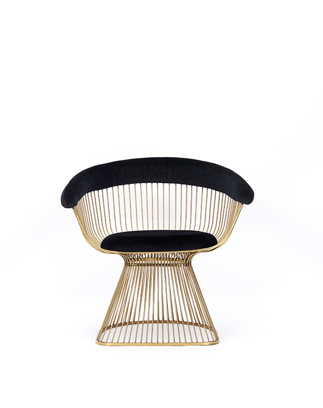 Silla de comedor Modrest Chandler de terciopelo negro y dorado