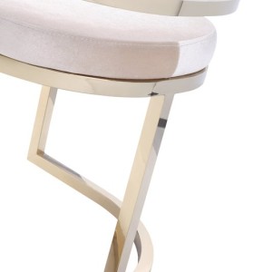 Silla de comedor Modrest Tulsa moderna de terciopelo color crema y dorado
