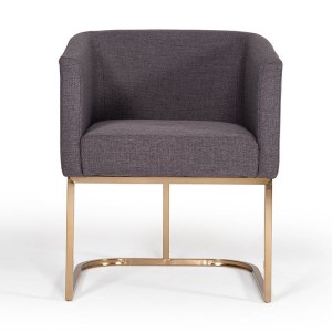 Silla de comedor Modrest Yukon moderna de tela gris y latón envejecido