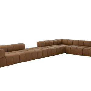 Divani Casa Everest - Asiento seccional modular sin brazos moderno de cuero marrón