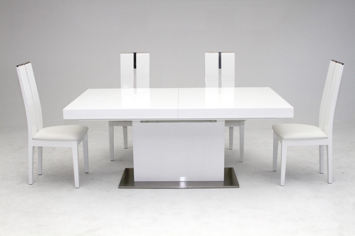 Mesa de comedor extensible blanca moderna Zenith - Image 5