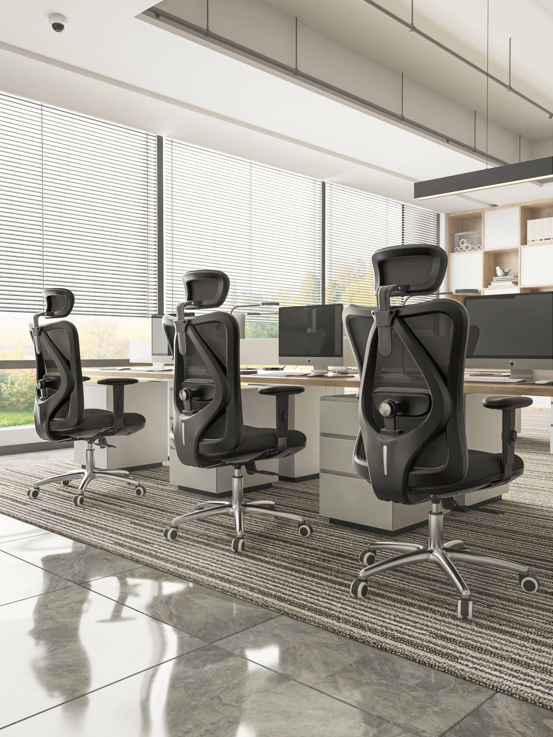 Silla Ejecutiva E106 Mesh y Tela Color Negro - Image 4