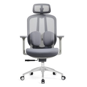 Silla Ejecutiva Organic Mesh Y Tela Gris Base Cromada
