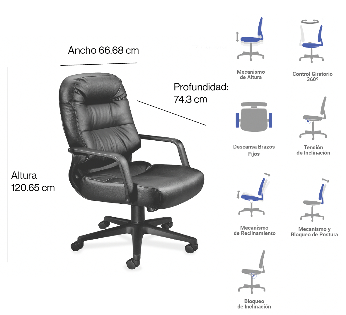 Silla Ejecutiva con Brazos Pillow Soft 2091 Piel - Image 2