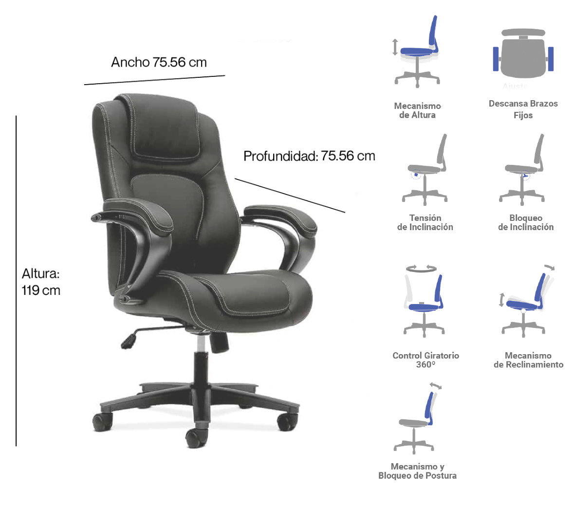 Silla Ejecutiva en Vinipiel con Respaldo Alto - Image 2