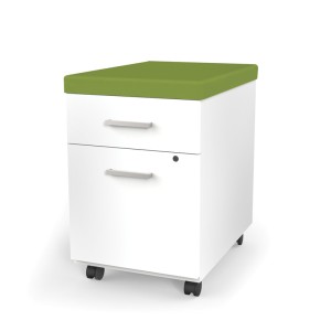 Archivero movil 643 Color Blanco con cerradura y asiento tapizado