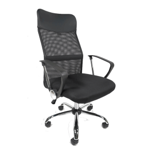 Silla Ejecutiva E103 Mesh y Tela Color Negro Base Cromada