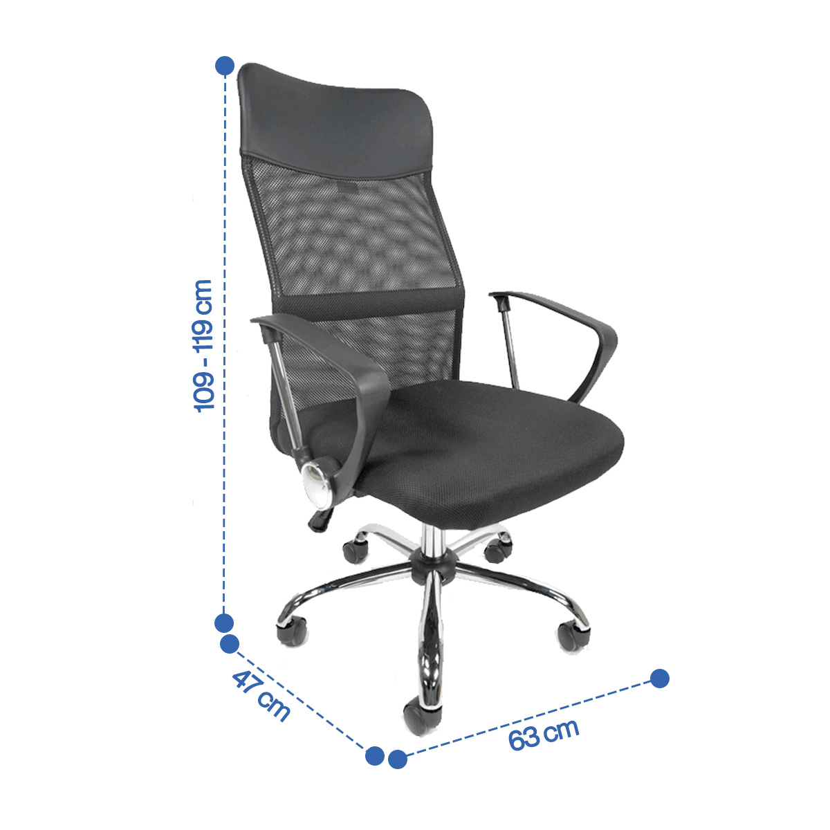 Silla Ejecutiva E103 Mesh y Tela Color Negro Base Cromada - Image 4