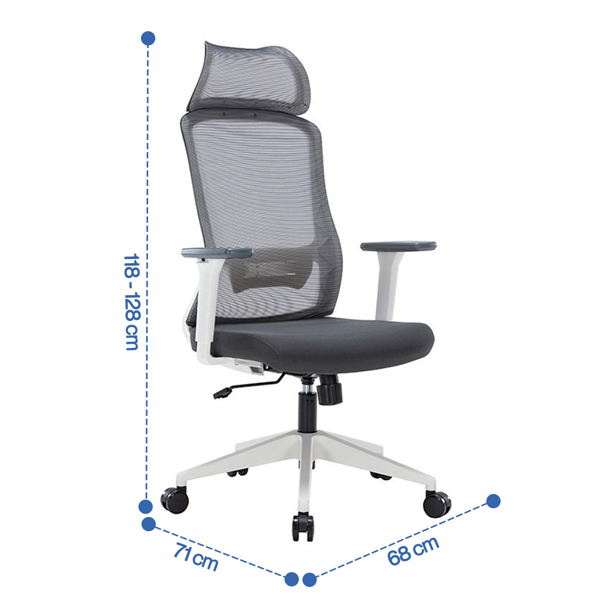 Silla Ejecutiva H7 Mesh Gris Estructura Blanca - Image 7